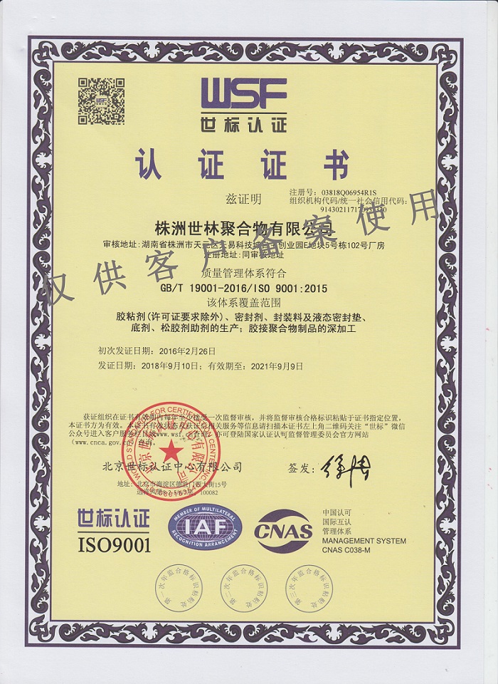 ISO9001認證書中文版